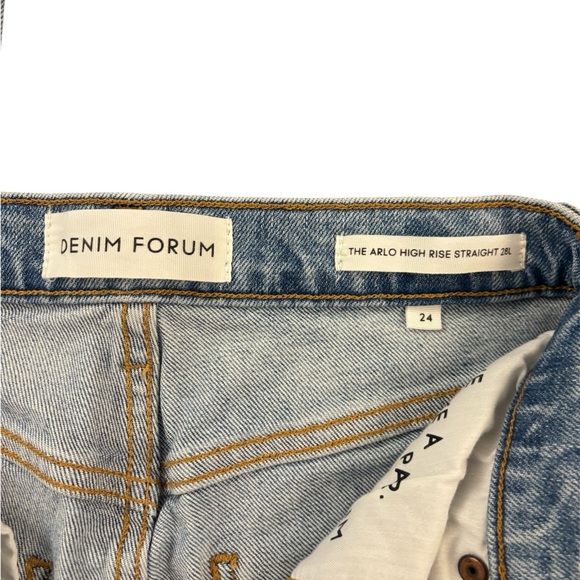 Denim Forum Arlo High Rise Straight Jeans - Light Blue - Picture 6 of 6
